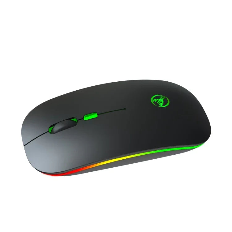Souris sans fil lumineuse bimode HXSJ T18 2,4 GHz 1 600 dpi USB + Bluetooth 5.1 rechargeable