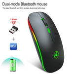 Souris sans fil lumineuse bimode HXSJ T18 2,4 GHz 1 600 dpi USB + Bluetooth 5.1 rechargeable