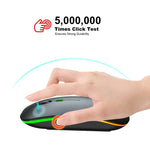 Souris sans fil lumineuse bimode HXSJ T18 2,4 GHz 1 600 dpi USB + Bluetooth 5.1 rechargeable