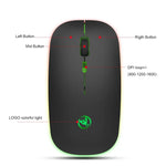 Souris sans fil lumineuse bimode HXSJ T18 2,4 GHz 1 600 dpi USB + Bluetooth 5.1 rechargeable
