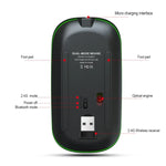 Souris sans fil lumineuse bimode HXSJ T18 2,4 GHz 1 600 dpi USB + Bluetooth 5.1 rechargeable