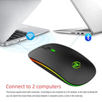 Souris sans fil lumineuse bimode HXSJ T18 2,4 GHz 1 600 dpi USB + Bluetooth 5.1 rechargeable