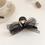 Pince à Cheveux Nœud Papillon Strass en Dentelle et Maille Style Français
