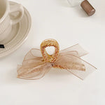 Pince à Cheveux Nœud Papillon Strass en Dentelle et Maille Style Français