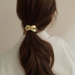 Corée Simple Femmes Haute Élastique Métal Brossé Cheveux Corde Bande de Caoutchouc Coiffure