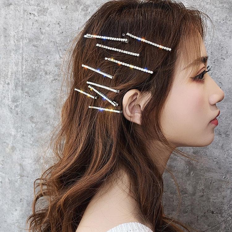 Épingle à cheveux polyvalente à strass brillants pour célébrités, ensemble de 4 pièces