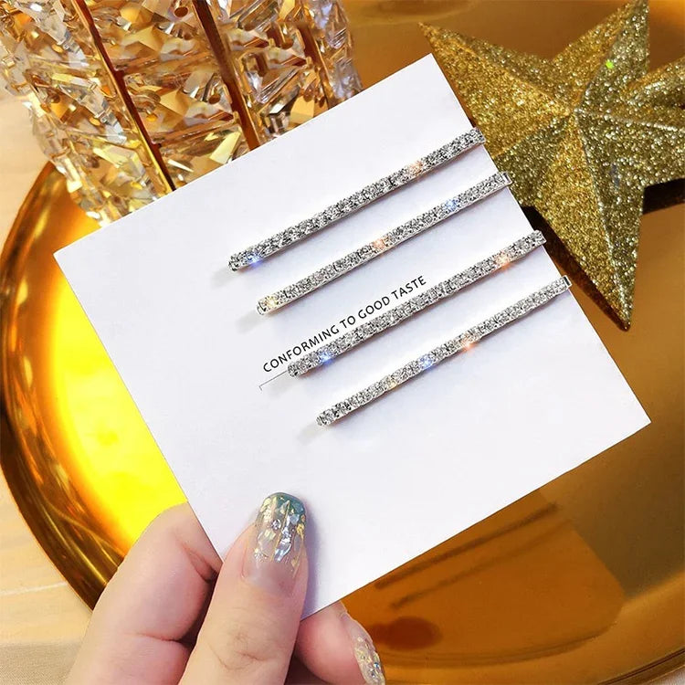 Épingle à cheveux polyvalente à strass brillants pour célébrités, ensemble de 4 pièces