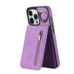 Étui de téléphone Rétro Anneau et Fermeture Éclair avec Fente pour Cartes RFID, Pour iPhone 16 Pro, Pour iPhone 16 Plus, Pour iPhone 16, Pour iPhone 15 Pro Max, Pour iPhone 15 Pro, Pour iPhone 15 Plus