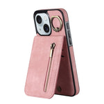 Étui de téléphone Rétro Anneau et Fermeture Éclair avec Fente pour Cartes RFID, Pour iPhone 16 Pro, Pour iPhone 16 Plus, Pour iPhone 16, Pour iPhone 15 Pro Max, Pour iPhone 15 Pro, Pour iPhone 15 Plus