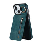 Étui de téléphone Rétro Anneau et Fermeture Éclair avec Fente pour Cartes RFID, Pour iPhone 16 Pro, Pour iPhone 16 Plus, Pour iPhone 16, Pour iPhone 15 Pro Max, Pour iPhone 15 Pro, Pour iPhone 15 Plus