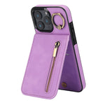 Étui de téléphone Rétro avec Anneau et Fermeture Éclair et Emplacement pour Cartes RFID, Pour iPhone 17e / 16e, Pour iPhone 17 Pro Max, Pour iPhone 17 Pro, Pour iPhone 17, Pour iPhone Air, Pour iPhone 16 Pro Max