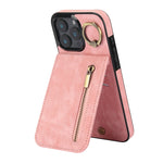 Étui de téléphone Rétro Anneau et Fermeture Éclair avec Fente pour Cartes RFID, Pour iPhone 16 Pro, Pour iPhone 16 Plus, Pour iPhone 16, Pour iPhone 15 Pro Max, Pour iPhone 15 Pro, Pour iPhone 15 Plus