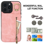 Étui de téléphone Rétro Anneau et Fermeture Éclair avec Fente pour Cartes RFID, Pour iPhone 16 Pro, Pour iPhone 16 Plus, Pour iPhone 16, Pour iPhone 15 Pro Max, Pour iPhone 15 Pro, Pour iPhone 15 Plus