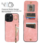 Étui de téléphone Rétro Anneau et Fermeture Éclair avec Fente pour Cartes RFID, Pour iPhone 16 Pro, Pour iPhone 16 Plus, Pour iPhone 16, Pour iPhone 15 Pro Max, Pour iPhone 15 Pro, Pour iPhone 15 Plus