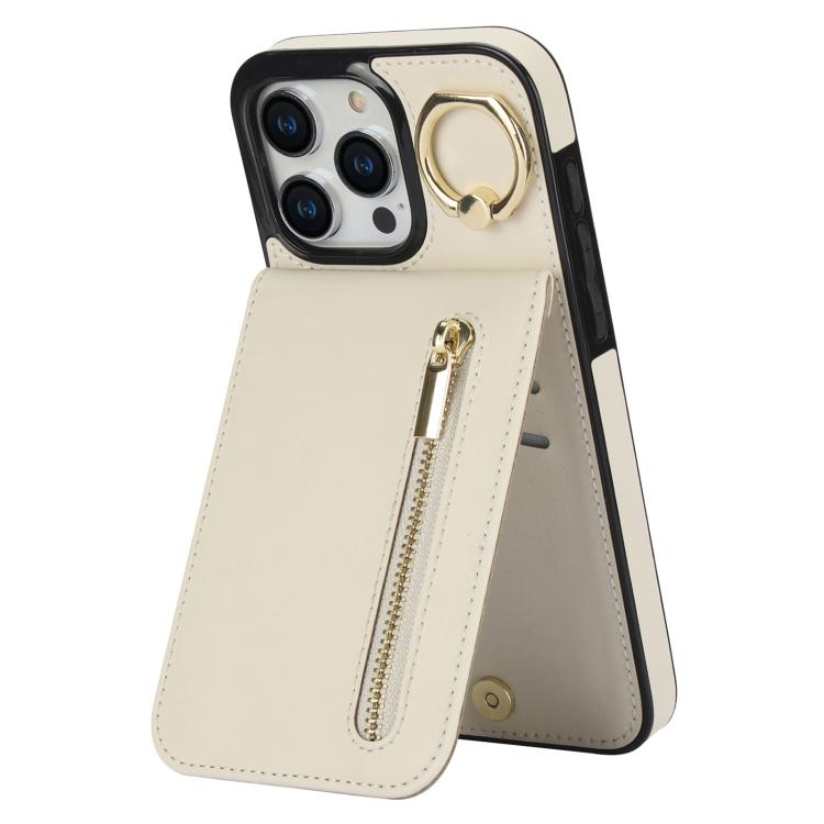 Étui de téléphone Rétro Anneau et Fermeture Éclair avec Fente pour Cartes RFID, Pour iPhone 16 Pro, Pour iPhone 16 Plus, Pour iPhone 16, Pour iPhone 15 Pro Max, Pour iPhone 15 Pro, Pour iPhone 15 Plus