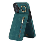 Étui de téléphone Rétro Anneau et Fermeture Éclair avec Fente pour Cartes RFID, Pour iPhone 16 Pro, Pour iPhone 16 Plus, Pour iPhone 16, Pour iPhone 15 Pro Max, Pour iPhone 15 Pro, Pour iPhone 15 Plus