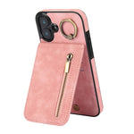 Étui de téléphone Rétro Anneau et Fermeture Éclair avec Fente pour Cartes RFID, Pour iPhone 16 Pro, Pour iPhone 16 Plus, Pour iPhone 16, Pour iPhone 15 Pro Max, Pour iPhone 15 Pro, Pour iPhone 15 Plus