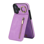 Étui de téléphone Rétro Anneau et Fermeture Éclair avec Fente pour Cartes RFID, Pour iPhone 16 Pro, Pour iPhone 16 Plus, Pour iPhone 16, Pour iPhone 15 Pro Max, Pour iPhone 15 Pro, Pour iPhone 15 Plus