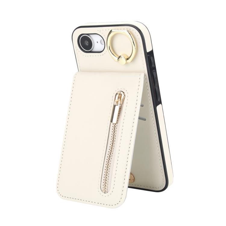 Étui de téléphone Rétro avec Anneau et Fermeture Éclair et Emplacement pour Cartes RFID, Pour iPhone 17e / 16e, Pour iPhone 17 Pro Max, Pour iPhone 17 Pro, Pour iPhone 17, Pour iPhone Air, Pour iPhone 16 Pro Max