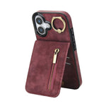 Étui de téléphone Rétro avec Anneau et Fermeture Éclair et Emplacement pour Cartes RFID, Pour iPhone 17e / 16e, Pour iPhone 17 Pro Max, Pour iPhone 17 Pro, Pour iPhone 17, Pour iPhone Air, Pour iPhone 16 Pro Max
