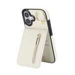 Étui de téléphone Rétro avec Anneau et Fermeture Éclair et Emplacement pour Cartes RFID, Pour iPhone 17e / 16e, Pour iPhone 17 Pro Max, Pour iPhone 17 Pro, Pour iPhone 17, Pour iPhone Air, Pour iPhone 16 Pro Max