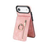 Étui de téléphone Rétro avec Anneau et Fermeture Éclair et Emplacement pour Cartes RFID, Pour iPhone 17e / 16e, Pour iPhone 17 Pro Max, Pour iPhone 17 Pro, Pour iPhone 17, Pour iPhone Air, Pour iPhone 16 Pro Max