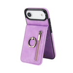 Étui de téléphone Rétro avec Anneau et Fermeture Éclair et Emplacement pour Cartes RFID, Pour iPhone 17e / 16e, Pour iPhone 17 Pro Max, Pour iPhone 17 Pro, Pour iPhone 17, Pour iPhone Air, Pour iPhone 16 Pro Max