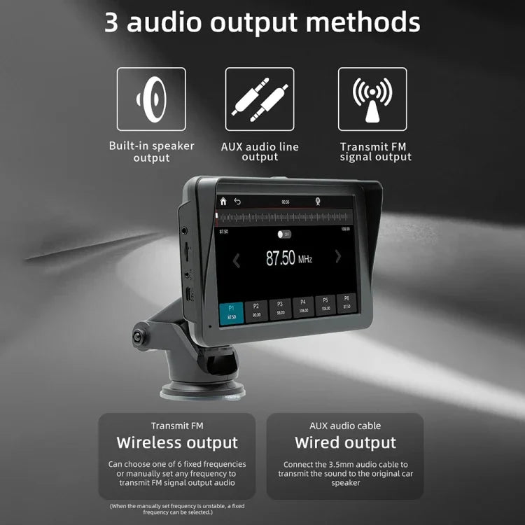B5570 Lecteur MP5 de voiture style pare-soleil 7 pouces CarPlay sans fil, prend en charge l'interconnexion de téléphone portable, B5570