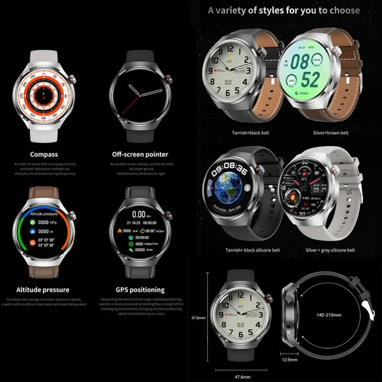 Bracelet connecté G4, montre connectée de 1,53 pouce, compatible avec les appels Bluetooth, le NFC et la fréquence cardiaque