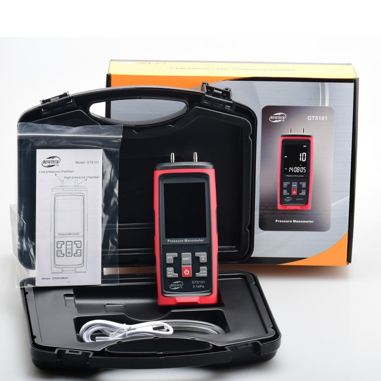 Manomètre à pression différentielle BENETECH GT5101 avec affichage LCD, 1KPa, 2KPa, 4KPa, 10KPa, 40KPa, 50KPa, 125Pa, 250Pa, 100KPa