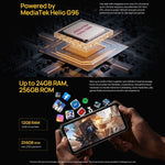 Ulefone Armor 24, téléphone robuste, lecteur d'empreintes digitales latéral, batterie 22 000 mAh, écran 6,78 pouces, Android 14, processeur MediaTek Helio G96 octa-core, réseau : 4G, NFC, Armor 24
