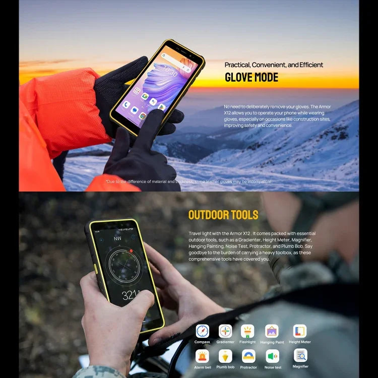 Ulefone Armor X12, téléphone robuste, déverrouillage facial, écran 5,45 pouces, Android 13 Go, processeur quadricœur MediaTek Helio A22, réseau : 4G, NFC, 3 Go de RAM + 32 Go de stockage