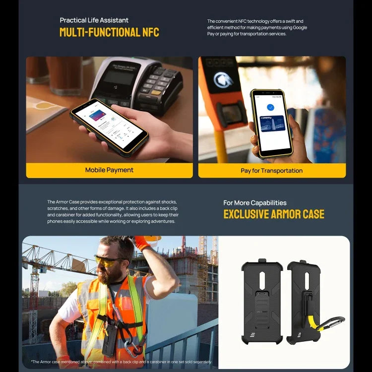 Ulefone Armor X12, téléphone robuste, déverrouillage facial, écran 5,45 pouces, Android 13 Go, processeur quadricœur MediaTek Helio A22, réseau : 4G, NFC, 3 Go de RAM + 32 Go de stockage