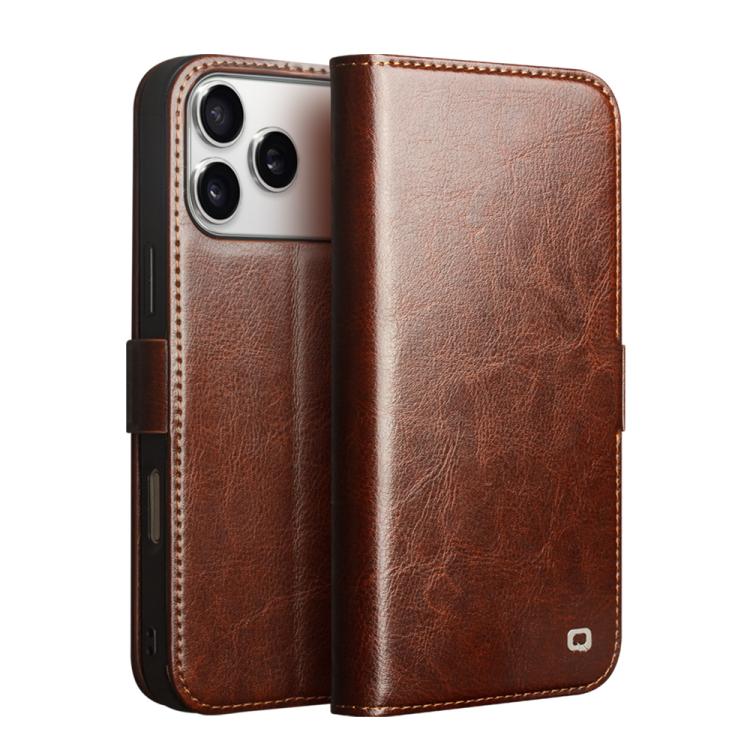 Étui de téléphone QIALINO Classic 103 Buckle en cuir véritable, pour iPhone 17e / 16e, pour iPhone 17 Pro Max, pour iPhone 17 Pro, pour iPhone 17, pour iPhone Air, pour iPhone 15 Pro Max, pour iPhone 15 Plus, pour iPhone 15