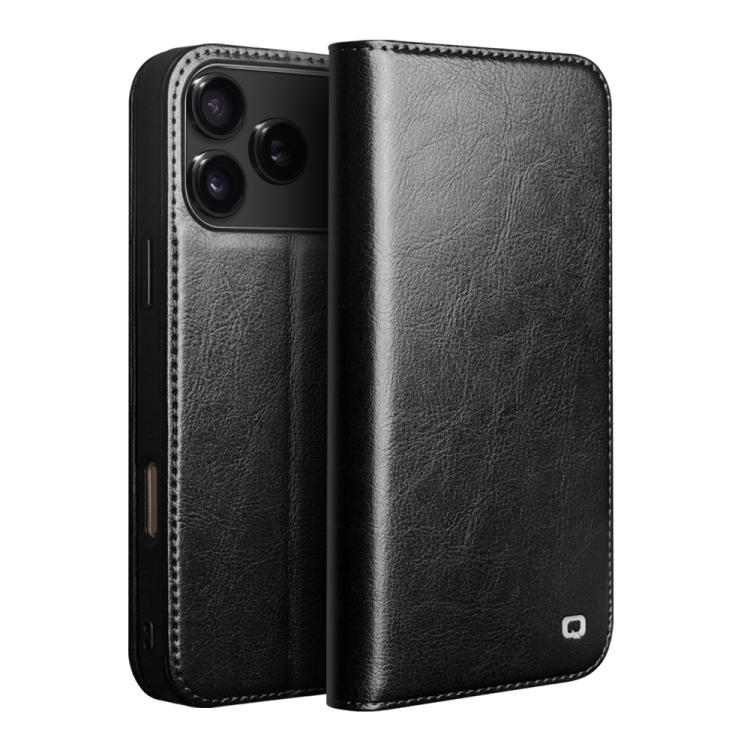 Étui téléphone en cuir véritable classique QIALINO, Pour iPhone 16e / 17e, Pour iPhone 17 Pro Max, Pour iPhone 17 Pro, Pour iPhone 17, Pour iPhone Air, Pour iPhone 16 Pro Max, Pour iPhone 16 Pro, Pour iPhone 16 Plus, Pour iPhone 16, Pour iPhone 15 Pro Max