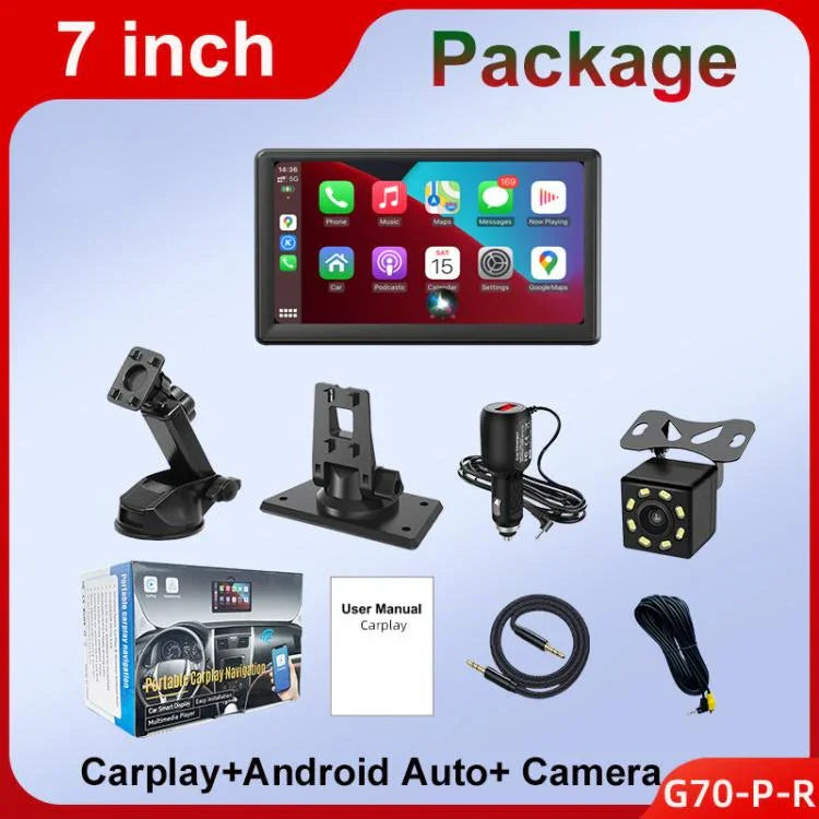Car 7 inch IPS Portable Smart Screen Wireless Screen Projection Carplay Android Auto, with Reversing Camera, with Reversing Camera