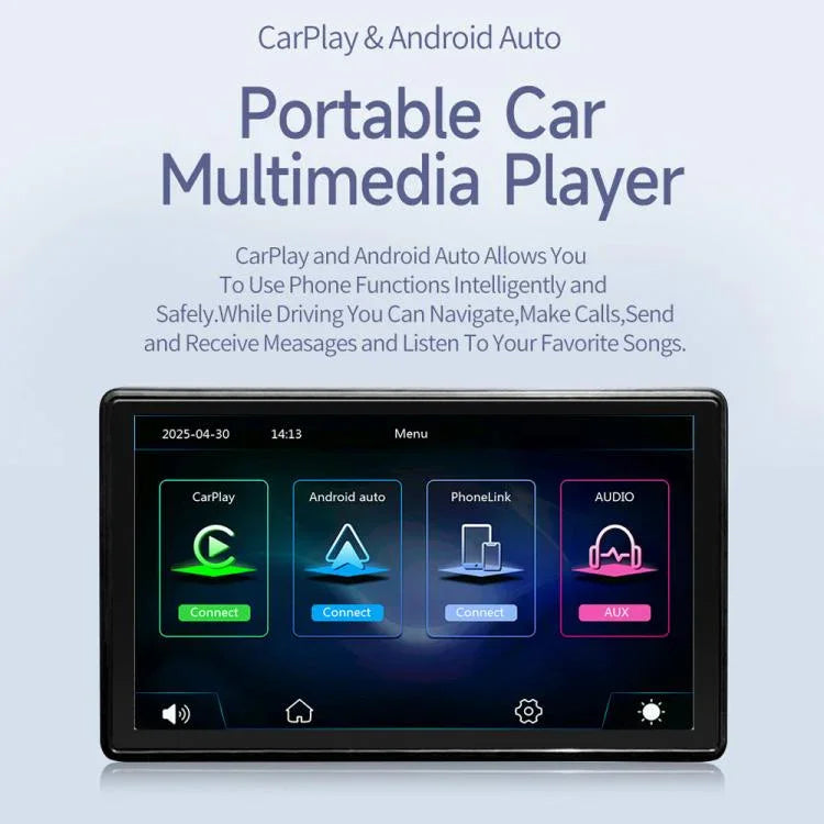 Car 7 inch IPS Portable Smart Screen Wireless Screen Projection Carplay Android Auto, with Reversing Camera, with Reversing Camera