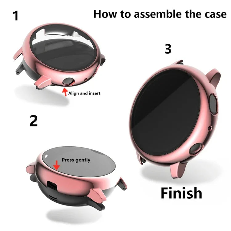Coque de protection PC électrolytique avec film en verre trempé, pour Samsung Galaxy Watch Active 2 40mm, pour Samsung Galaxy Watch Active 2 44mm