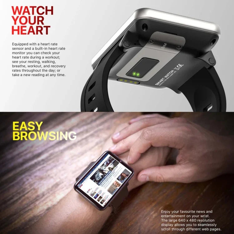 DM100 2.86 inch IPS Full Screen Smart Sport Watch, Support Independent Card Insertion / Multiple Sports Modes / Heart Rate Monitoring / Step Counting, RAM 1GB+ROM 16GB, RAM 3GB+ROM 32GB