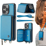 Étui portefeuille en cuir avec fermeture éclair série C22 JEEHOOD avec double lanière, Pour iPhone 17 Pro Max, Pour iPhone 17 Pro, Pour iPhone Air, Pour iPhone 16 Pro Max, Pour iPhone 16 Pro, Pour iPhone 16 Plus, Pour iPhone 16, Pour iPhone 15 Pro Max