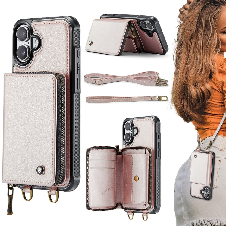 Étui portefeuille en cuir avec fermeture éclair série C22 JEEHOOD avec double lanière, Pour iPhone 17 Pro Max, Pour iPhone 17 Pro, Pour iPhone Air, Pour iPhone 16 Pro Max, Pour iPhone 16 Pro, Pour iPhone 16 Plus, Pour iPhone 16, Pour iPhone 15 Pro Max