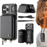 Étui portefeuille en cuir avec fermeture éclair série C22 JEEHOOD avec double lanière, Pour iPhone 17 Pro Max, Pour iPhone 17 Pro, Pour iPhone Air, Pour iPhone 16 Pro Max, Pour iPhone 16 Pro, Pour iPhone 16 Plus, Pour iPhone 16, Pour iPhone 15 Pro Max