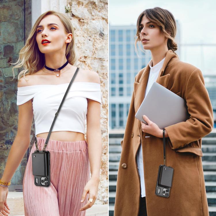 Étui portefeuille en cuir avec fermeture éclair série C22 JEEHOOD avec double lanière, Pour iPhone 17 Pro Max, Pour iPhone 17 Pro, Pour iPhone Air, Pour iPhone 16 Pro Max, Pour iPhone 16 Pro, Pour iPhone 16 Plus, Pour iPhone 16, Pour iPhone 15 Pro Max