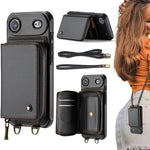 Étui portefeuille en cuir avec fermeture éclair série C22 JEEHOOD avec double lanière, Pour iPhone 17 Pro Max, Pour iPhone 17 Pro, Pour iPhone Air, Pour iPhone 16 Pro Max, Pour iPhone 16 Pro, Pour iPhone 16 Plus, Pour iPhone 16, Pour iPhone 15 Pro Max