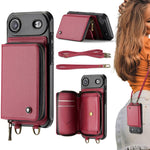Étui portefeuille en cuir avec fermeture éclair série C22 JEEHOOD avec double lanière, Pour iPhone 17 Pro Max, Pour iPhone 17 Pro, Pour iPhone Air, Pour iPhone 16 Pro Max, Pour iPhone 16 Pro, Pour iPhone 16 Plus, Pour iPhone 16, Pour iPhone 15 Pro Max
