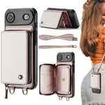 Étui portefeuille en cuir avec fermeture éclair série C22 JEEHOOD avec double lanière, Pour iPhone 17 Pro Max, Pour iPhone 17 Pro, Pour iPhone Air, Pour iPhone 16 Pro Max, Pour iPhone 16 Pro, Pour iPhone 16 Plus, Pour iPhone 16, Pour iPhone 15 Pro Max