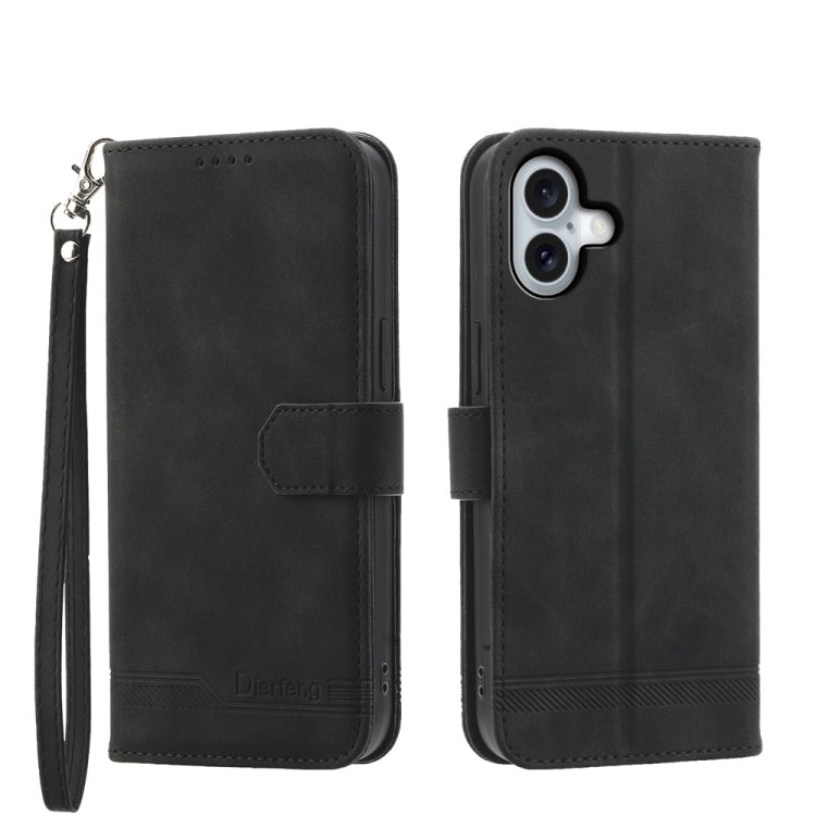 Étui de téléphone en cuir PU hybride TPU Dierfeng Dream Line, Pour iPhone 17 Pro Max, Pour iPhone 17 Pro, Pour iPhone 17, Pour iPhone Air, Pour iPhone 16e, Pour iPhone 16 Pro Max, Pour iPhone 16 Pro, Pour iPhone 16 Plus