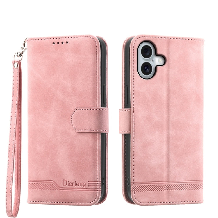 Étui de téléphone en cuir PU hybride TPU Dierfeng Dream Line, Pour iPhone 17 Pro Max, Pour iPhone 17 Pro, Pour iPhone 17, Pour iPhone Air, Pour iPhone 16e, Pour iPhone 16 Pro Max, Pour iPhone 16 Pro, Pour iPhone 16 Plus