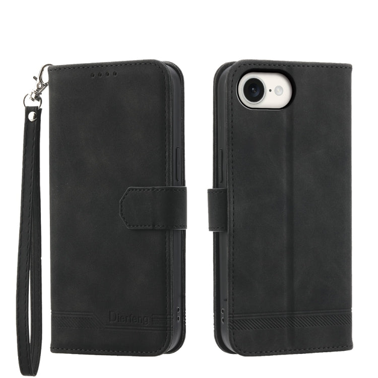 Étui de téléphone en cuir PU hybride TPU Dierfeng Dream Line, Pour iPhone 17 Pro Max, Pour iPhone 17 Pro, Pour iPhone 17, Pour iPhone Air, Pour iPhone 16e, Pour iPhone 16 Pro Max, Pour iPhone 16 Pro, Pour iPhone 16 Plus