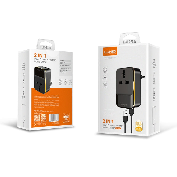 Chargeur de voyage multifonction LDNIO SC1205 avec prise universelle + USB QC3.0 + interfaces USB, prise EU